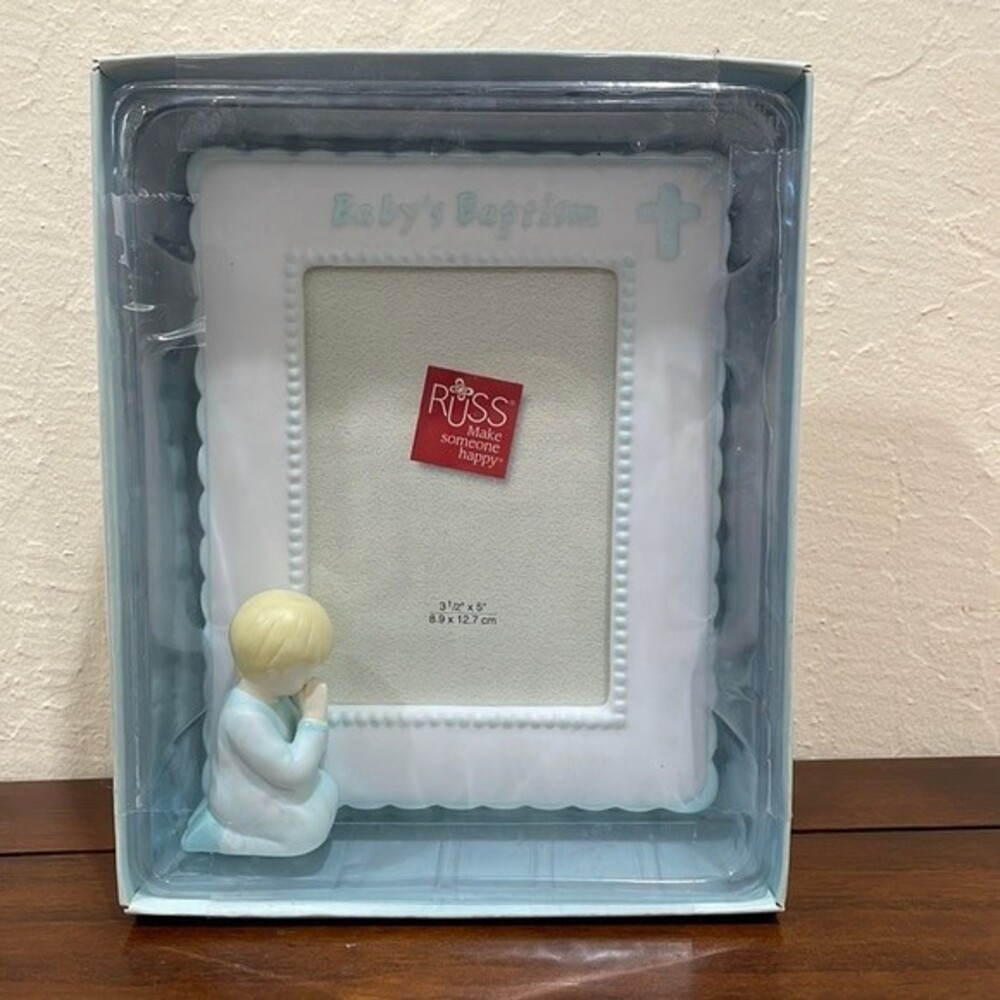Russ Baby's Baptism Ceramic Frame - New! Vintage!